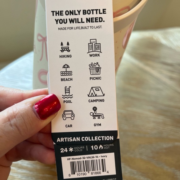 Hydrapeak Pink Ribbons Bows Artisan Collection Water Bottle Valentines Tumbler - Picture 3 of 5